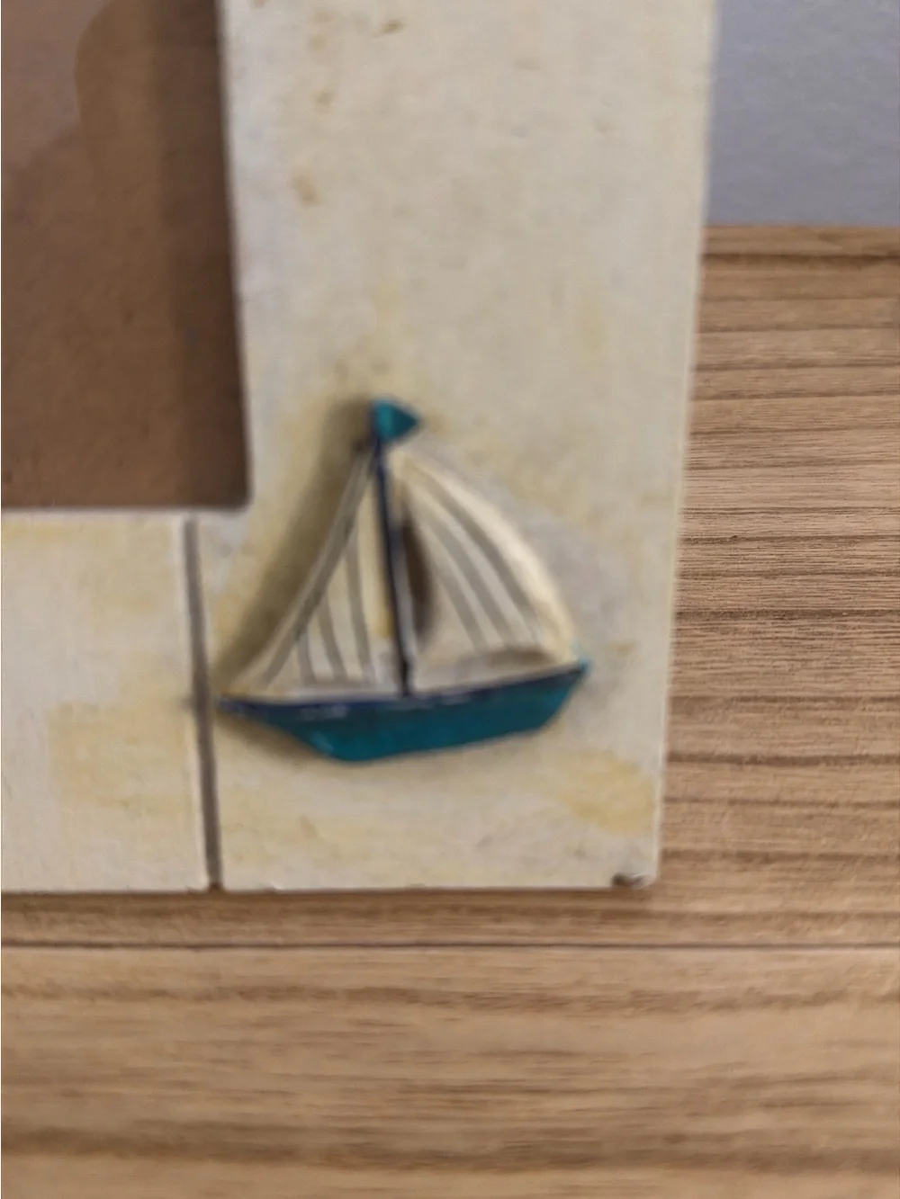 Beach-Themed Square Photo Frame with Rope & Sailboat - Cream